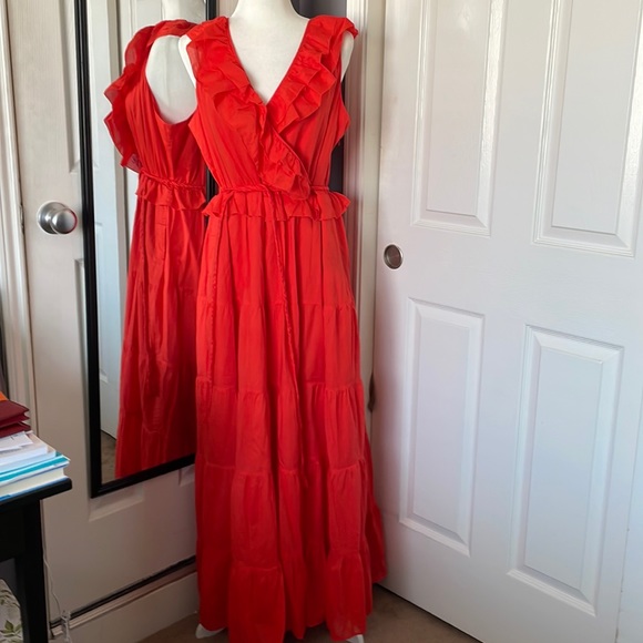 J. Crew Dresses & Skirts - J.Crew red ruffle maxi dress